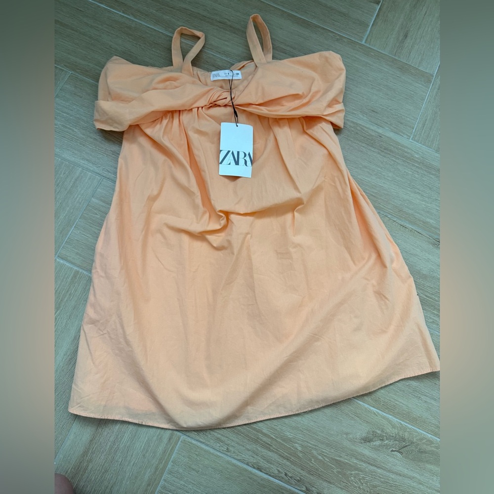 Zara girls coral off shoulder dress